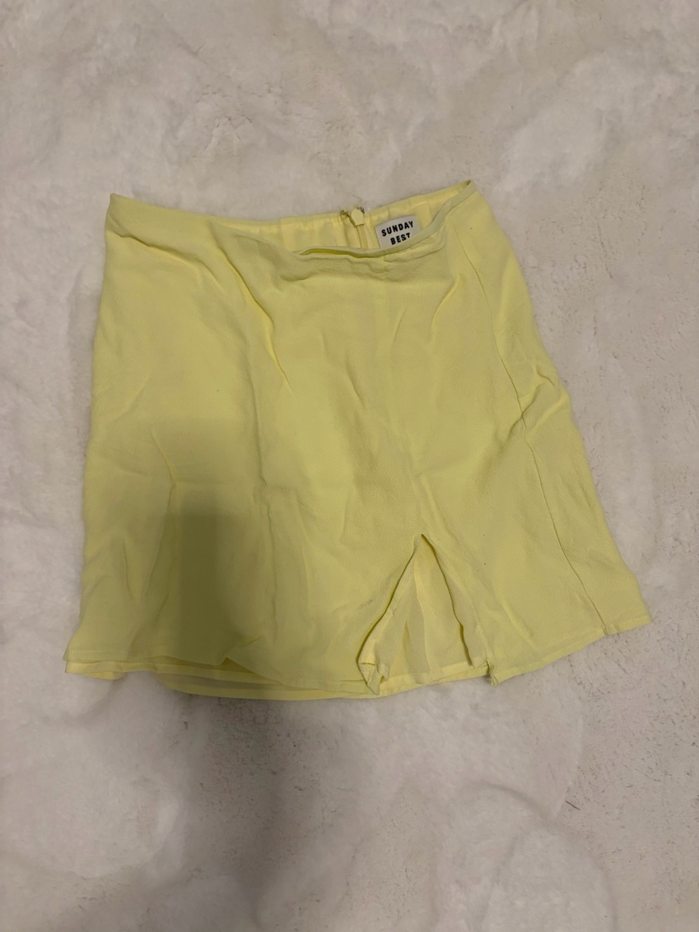 ARTIZIA SUNDAY BEST Women's Yellow high waisted Mini Skirt with slit